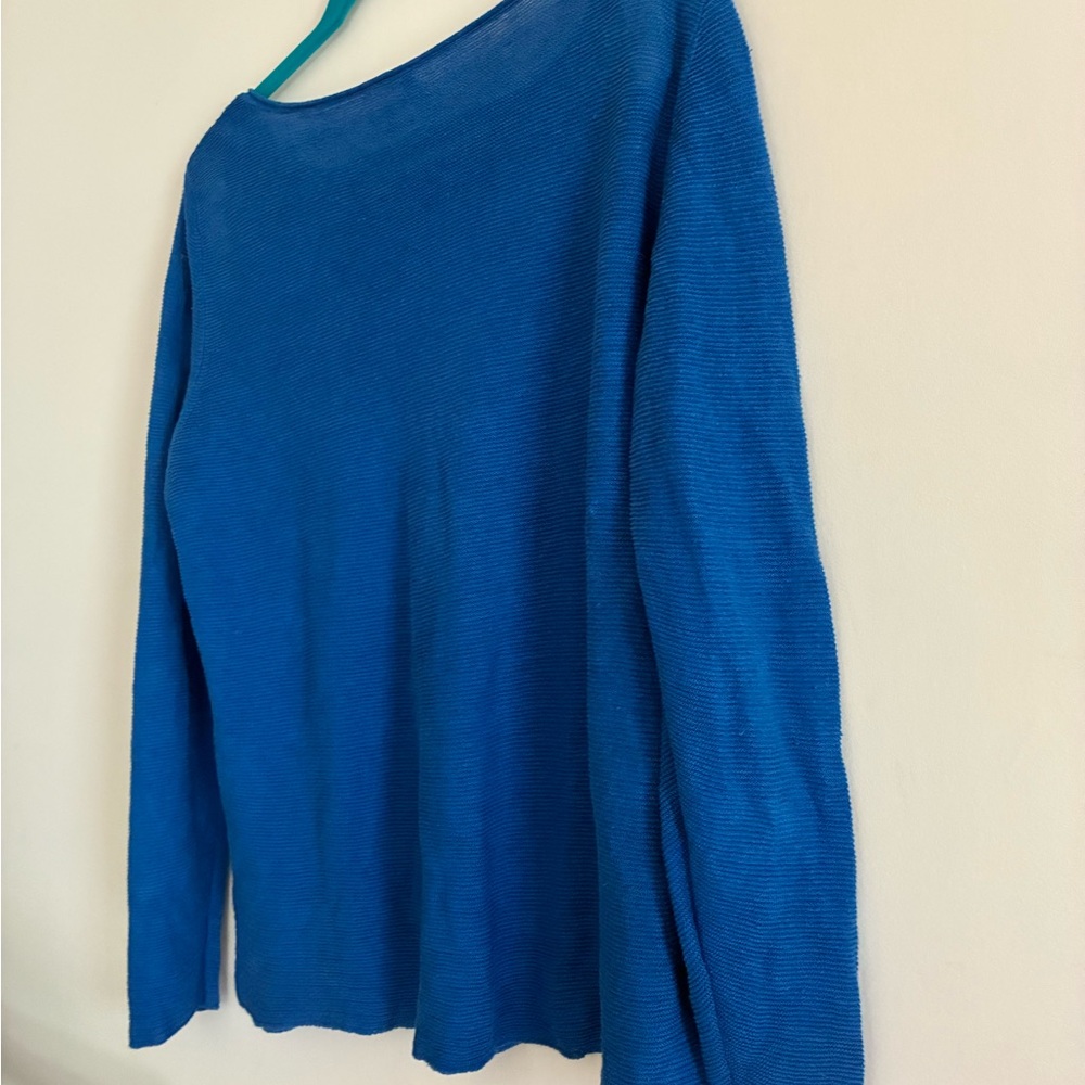 Eileen Fisher Blue Organic Linen Women's Pullover Shirt - Picture 6 of 10